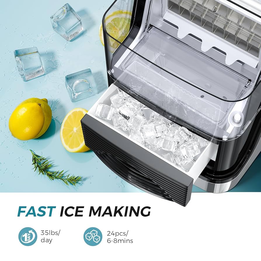 Amazon.com: LHRIVER Ice Cube Maker Countertop, 35lbs/Day, 24